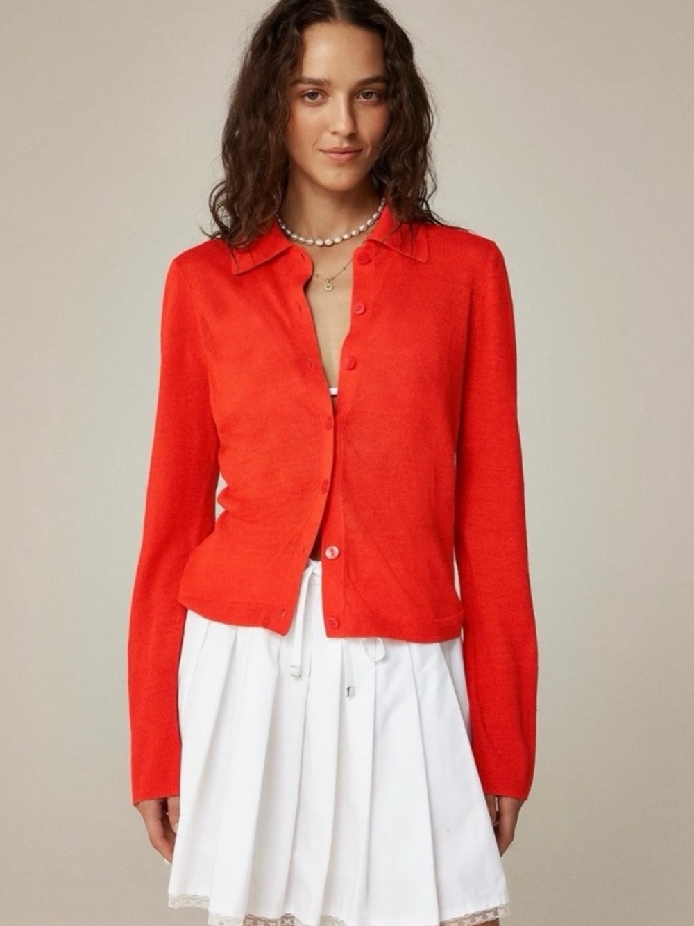 NWT J. CREW Collared button-up sweater in linen